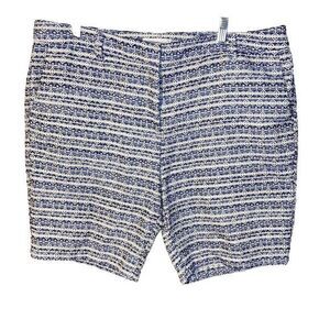 Liz Claiborne Women's 16 Jacquard Bermuda Shorts Aztec Navy Gauze‎ Basket Weaved